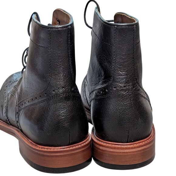 Gordon Rush black cow leather lace up wing tip ankle boot chelsea men's 9 - Picture 6 of 11